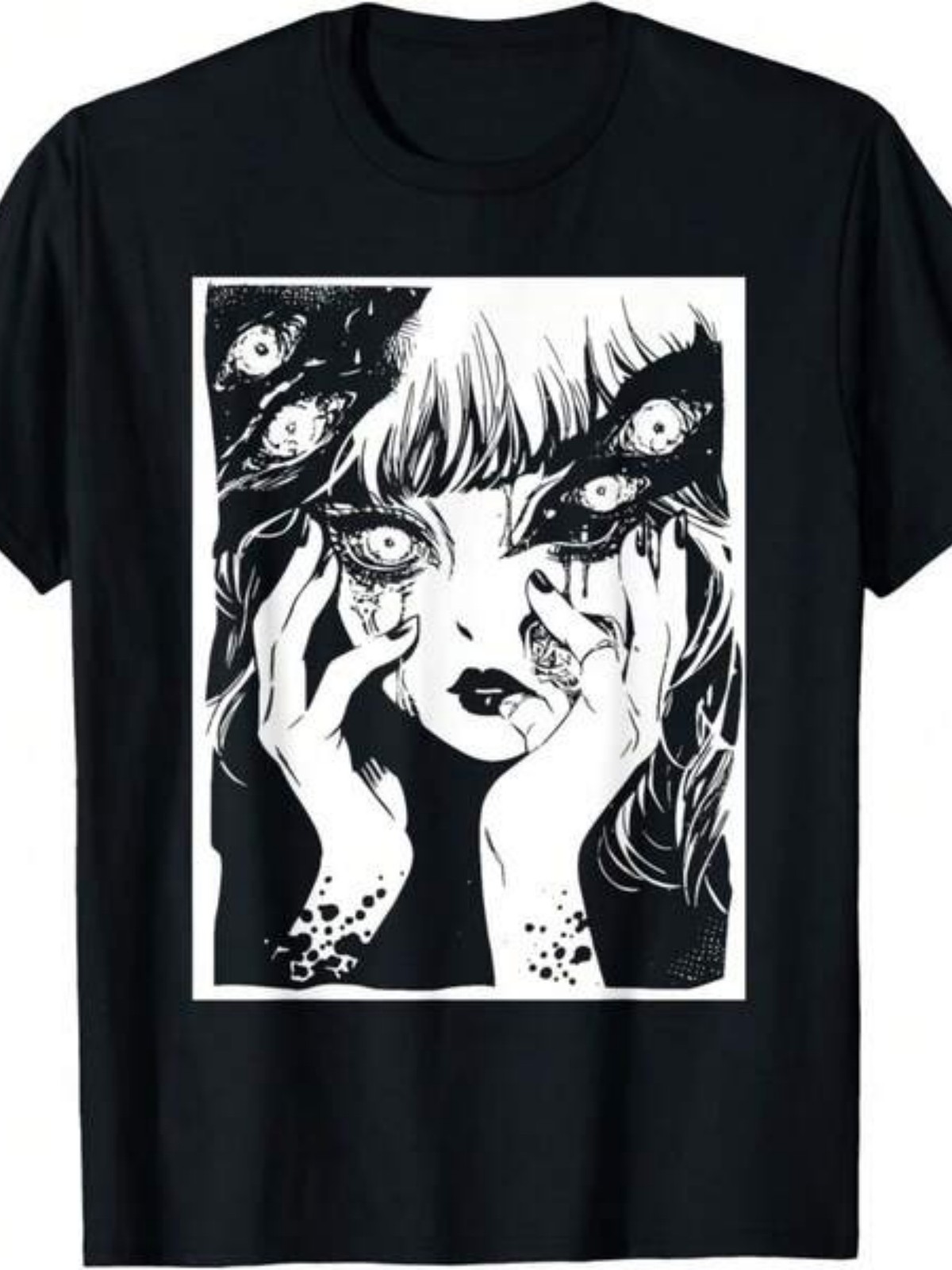 Horror Anime T Shirt Creepy Manga Japanese Harajuku Graphic Casual Tee