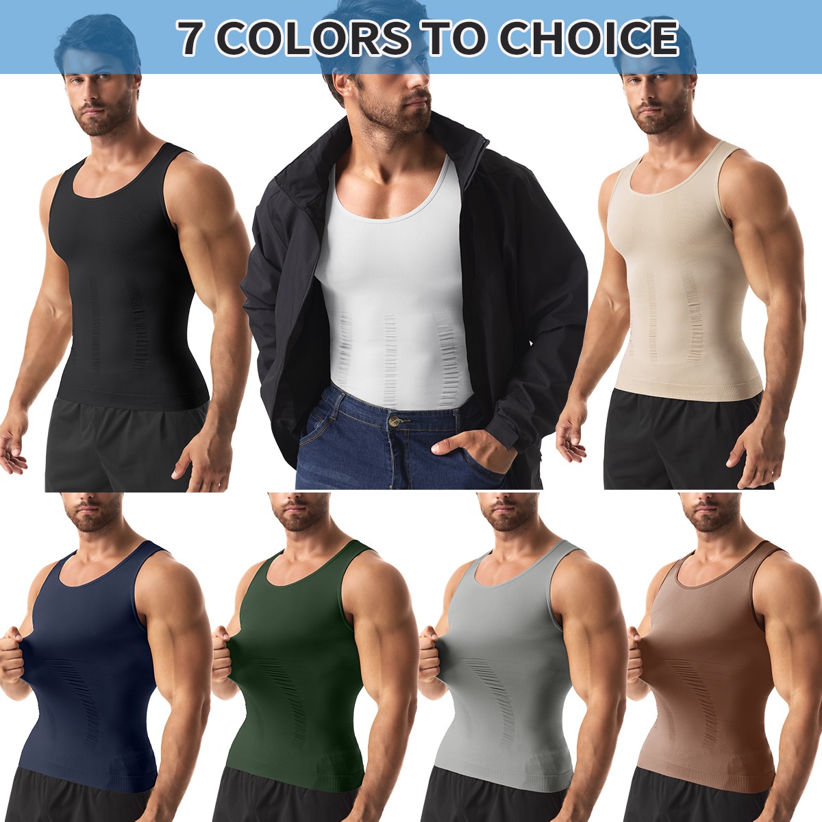 Mens Slimming Tummy Body Shaper Vest Compression T-Shirt Ultra Durable Tank Tops