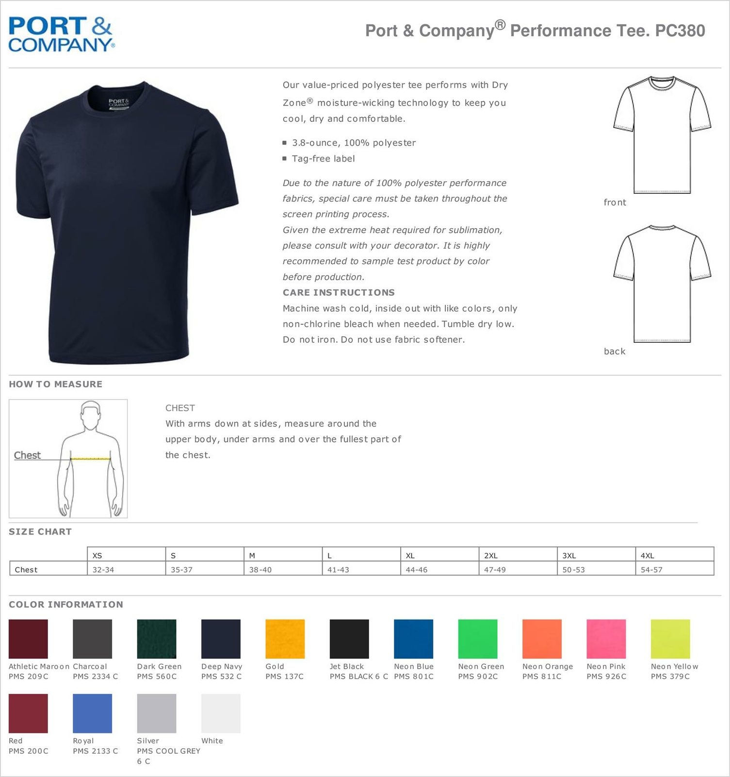 Port & Company Mens Dri-Fit Workout Sports Moisture Wicking Gym T-Shirt M-PC380