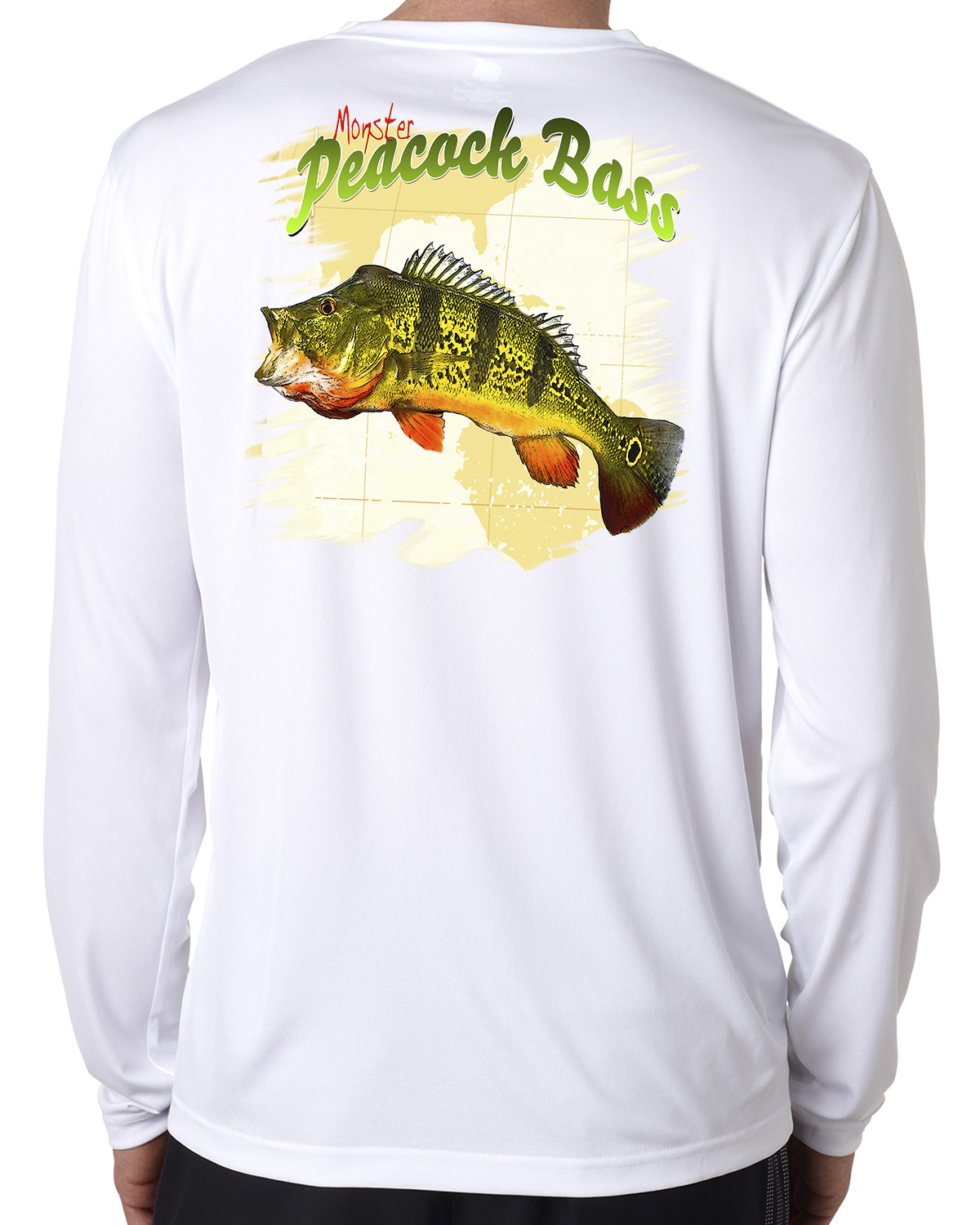 Peacock Bass t shirt Microfiber long sleeve fishing 50+ uv lure rod and reel