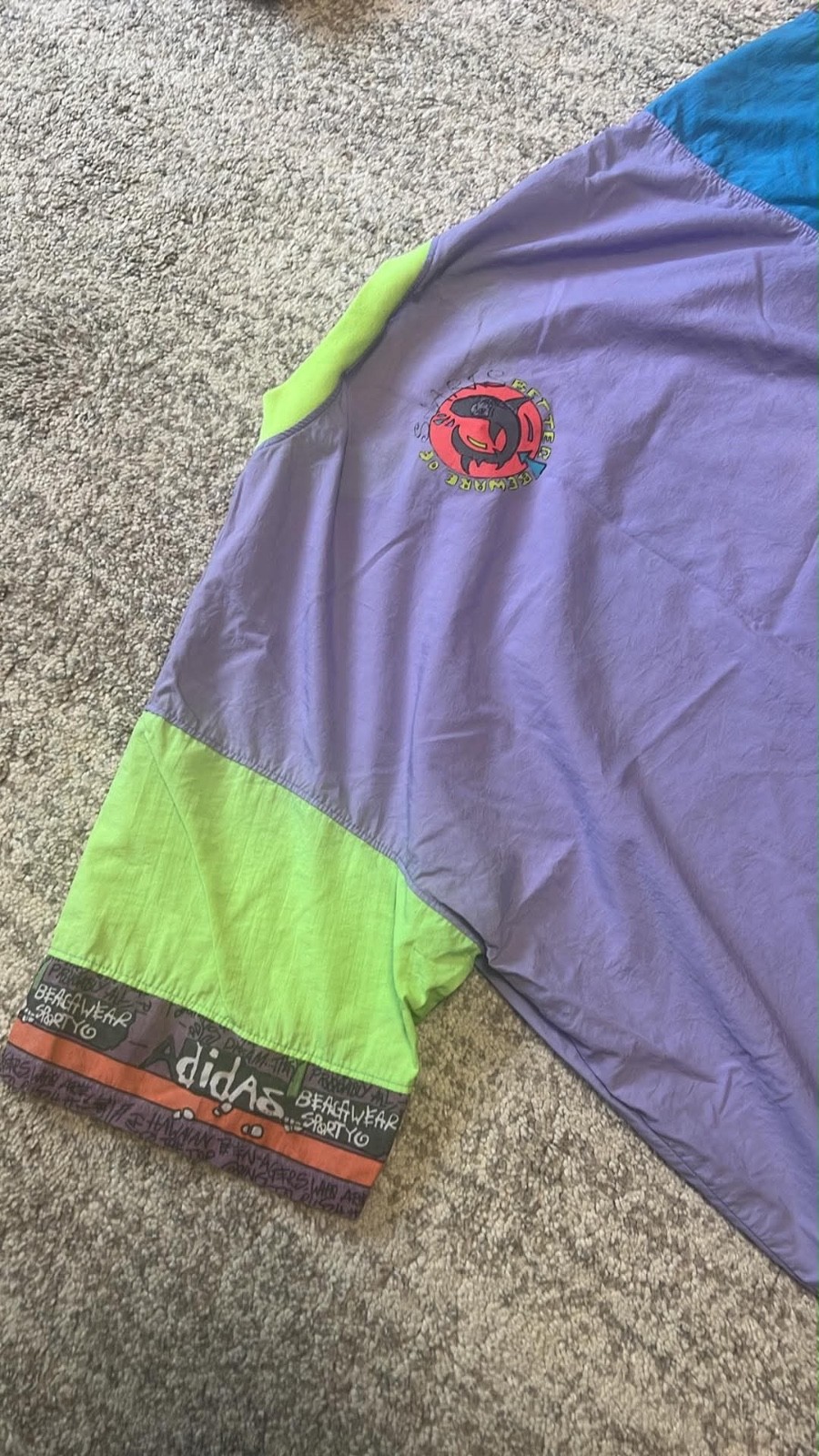 Ultra Rare Vintage 80s Adidas x Stüssy Beachwear Short Sleeve Top – Size L