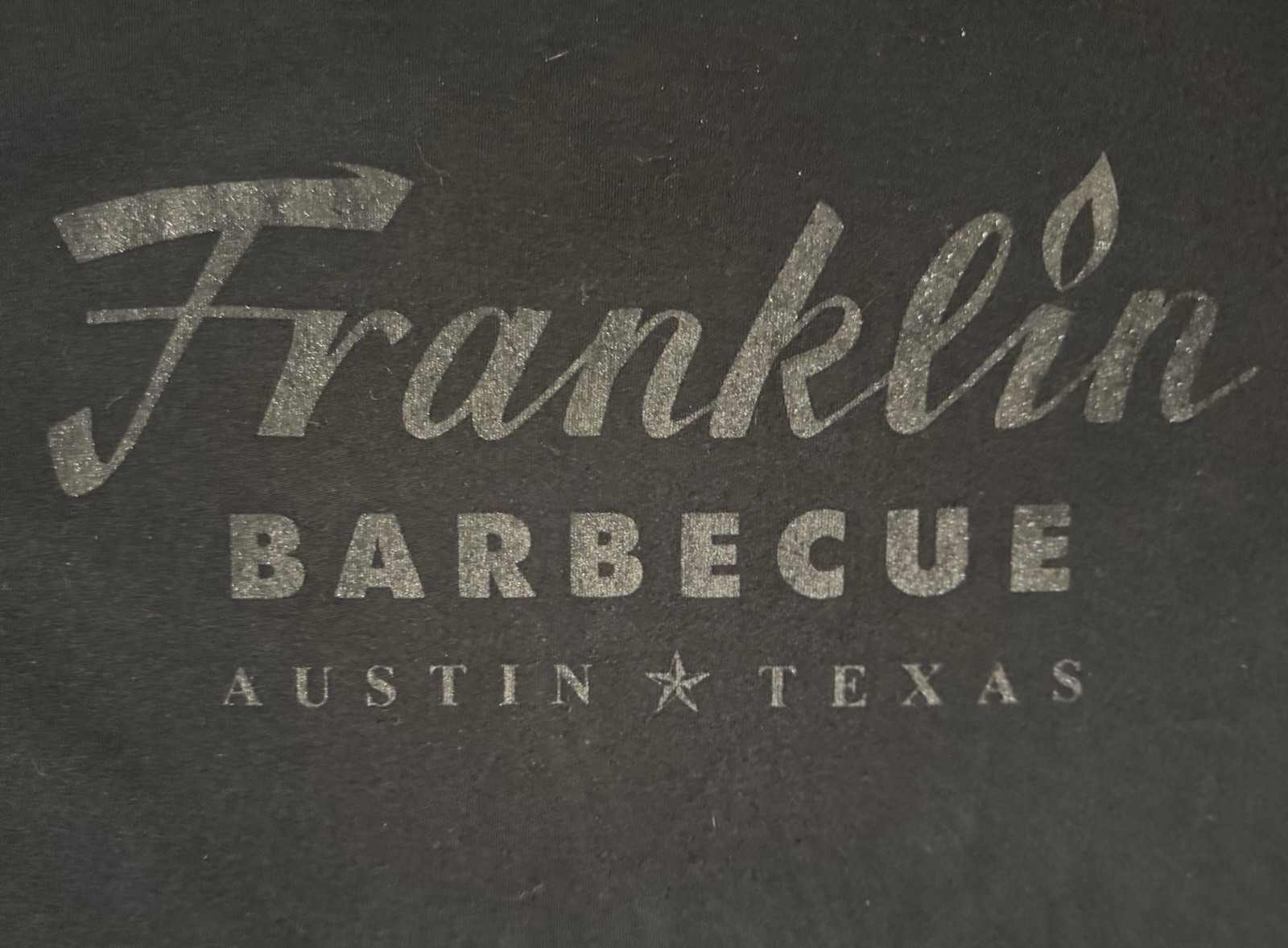 Franklin Barbecue Austin Texas Black Tonal Sparkle T Shirt Size Unknown 21×29