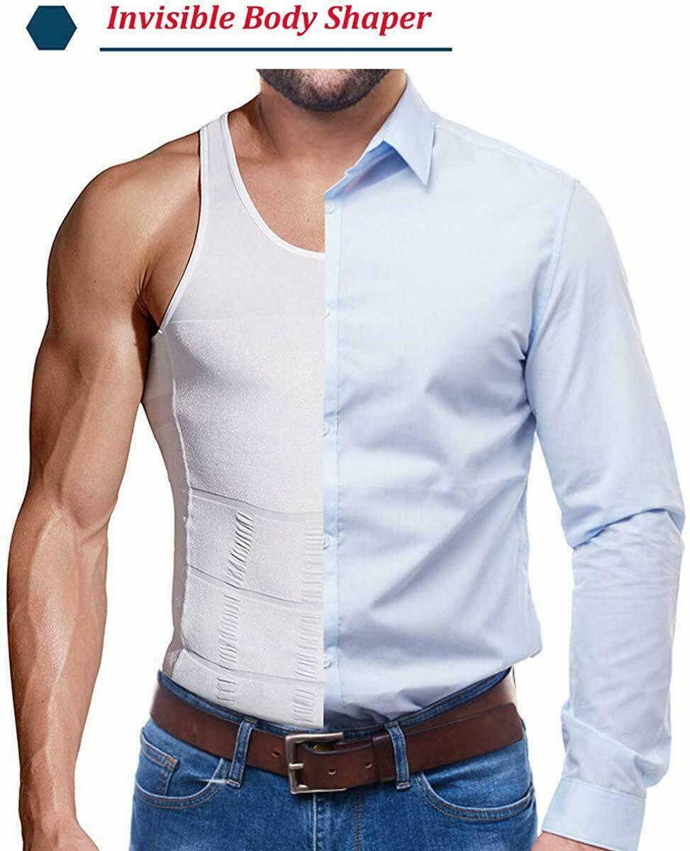Men’s Compression Shirt to Hide Gynecomastia Moobs Slimming Body Shaper Vest Top