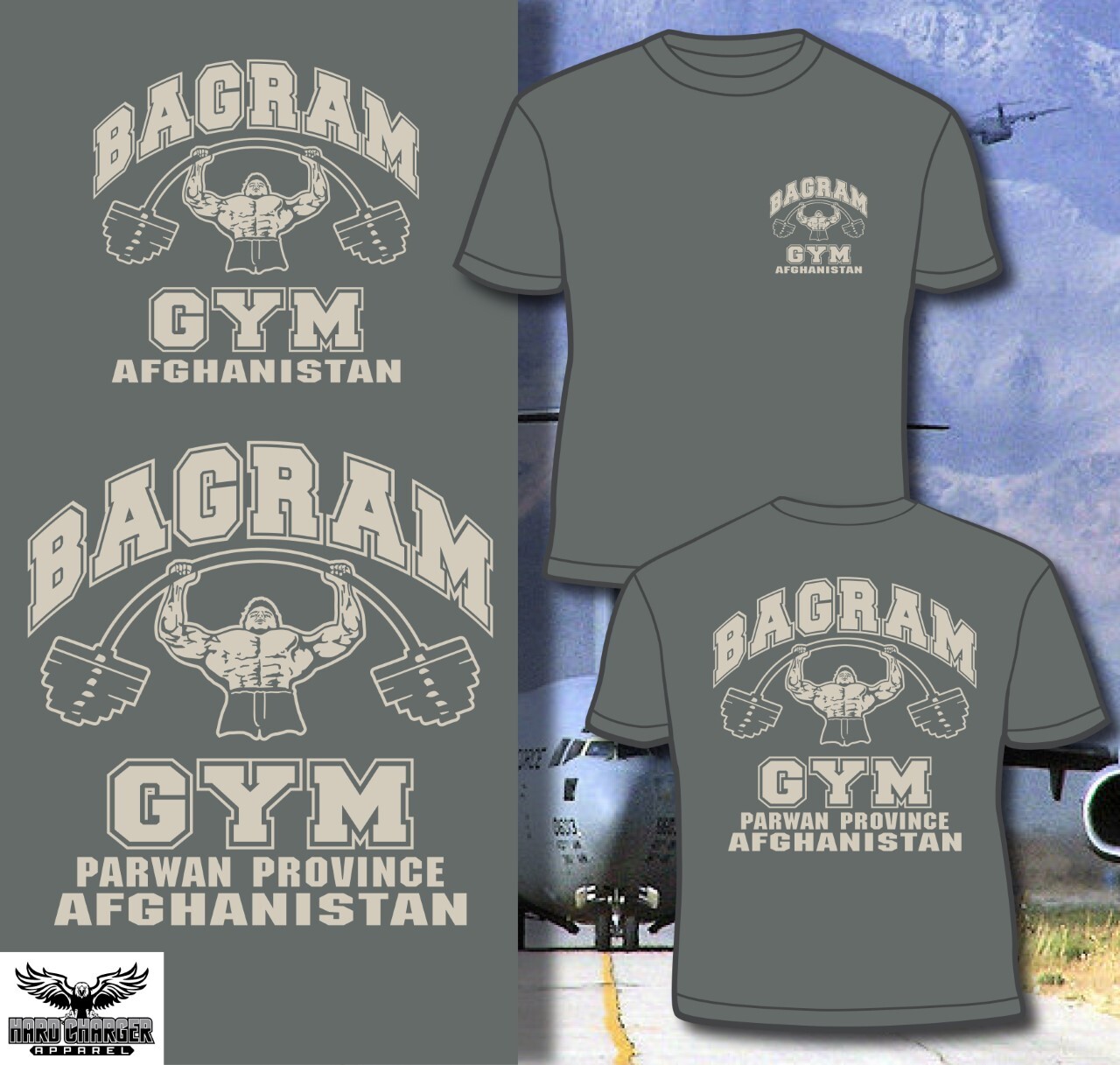 Bagram Gym Parwan Province Army, Navy, MC, Air Force Afghanistan T-shirt