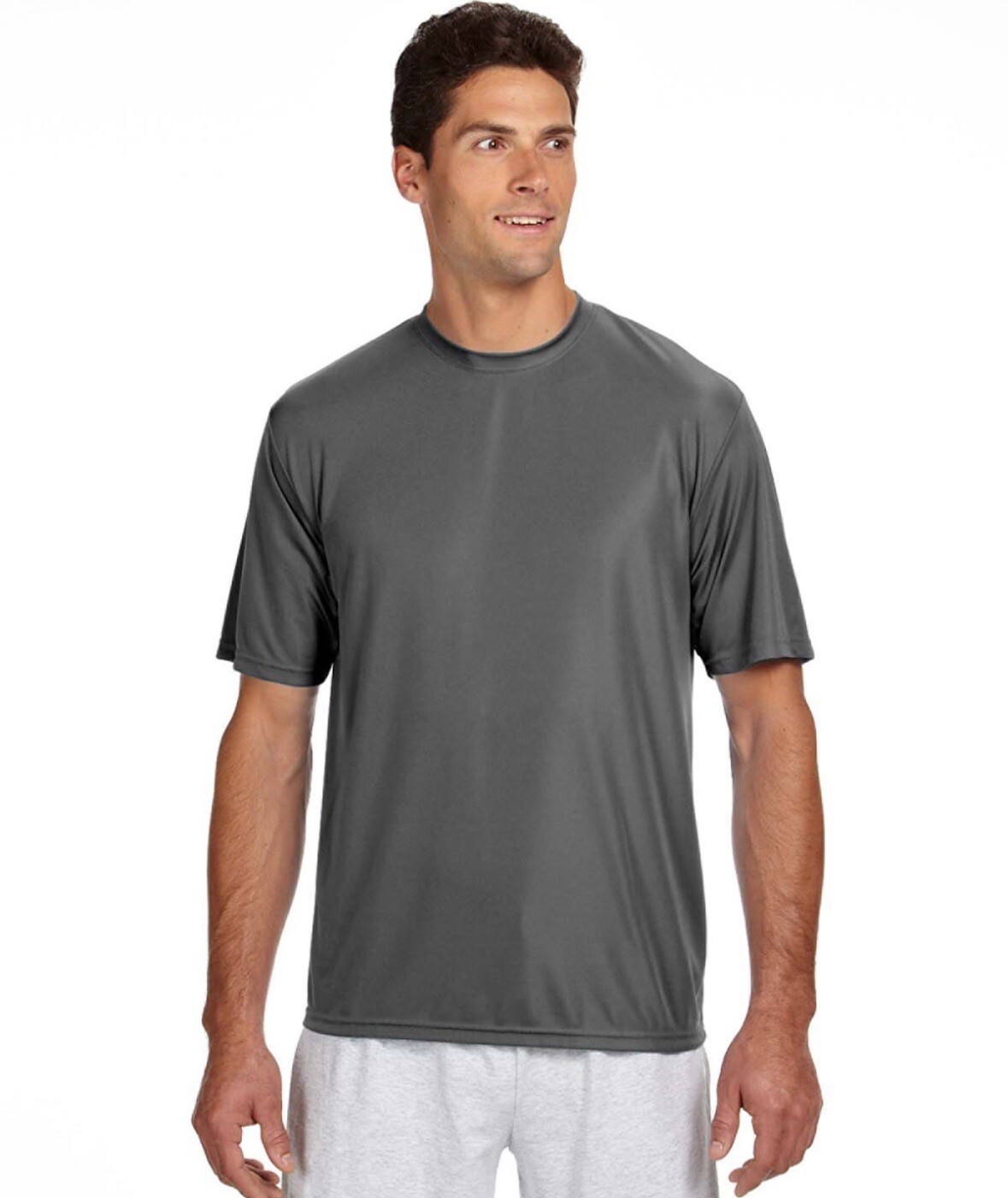 A4 N3142 Mens Short Sleeve Dri-Fit Cooling Performance Shirt Small Graphite New
