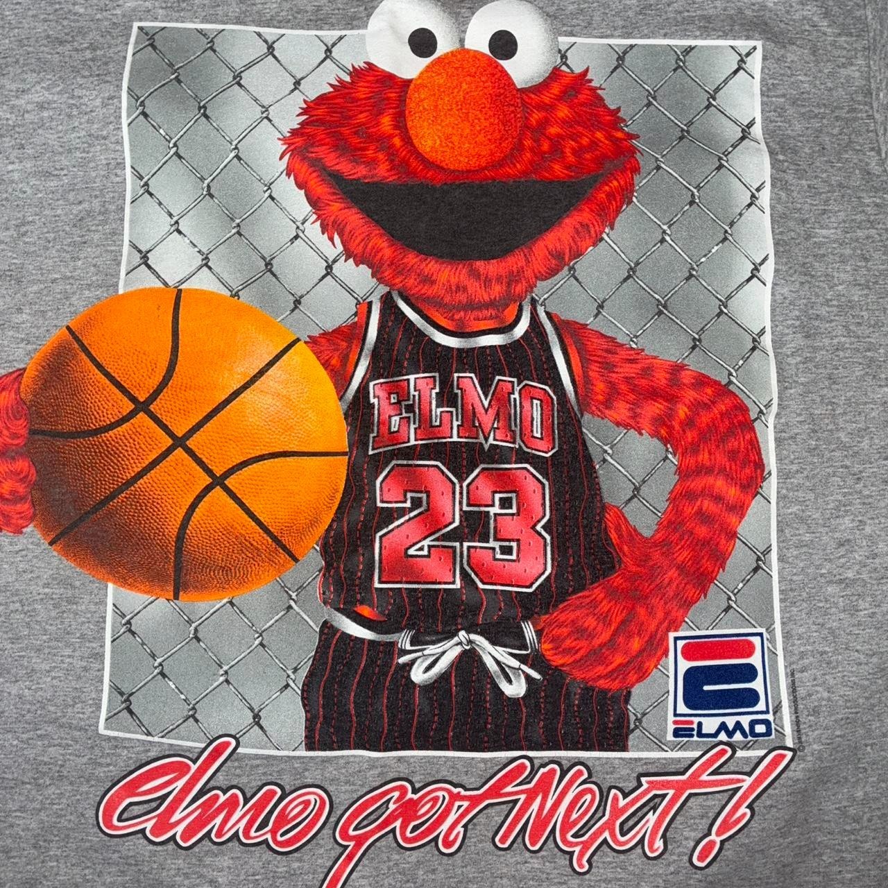 Vintage 90s Elmo Sesame Street Basketball Shirt XL Tee Jays Made in USA Jordan