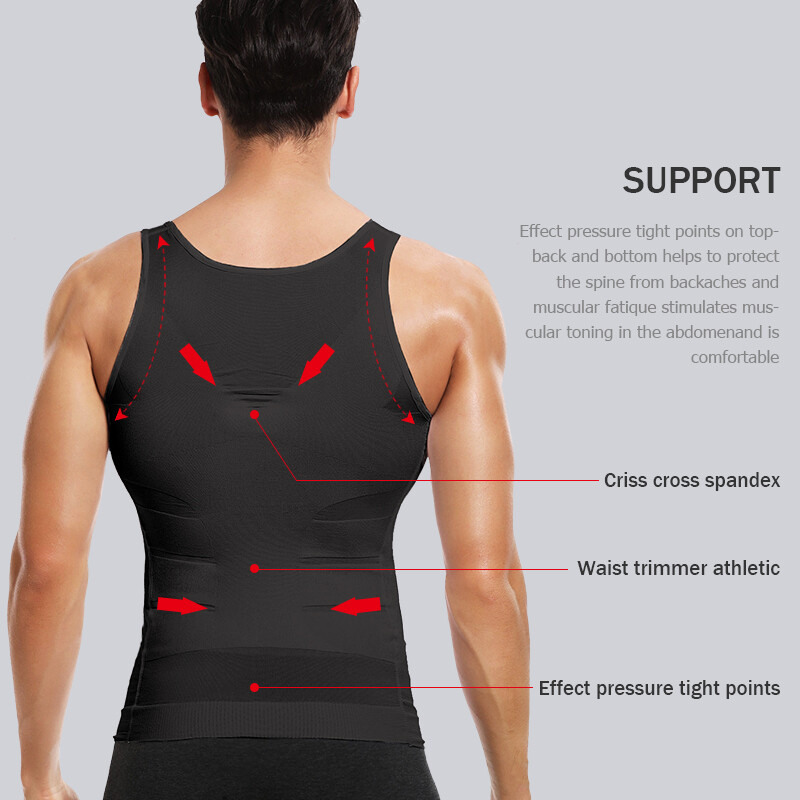 Mens Slimming Tummy Body Shaper Vest Compression T-Shirt Ultra Durable Tank Tops
