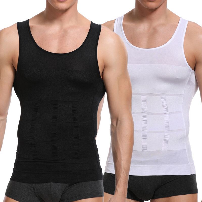 Mens Slimming Tummy Body Shaper Vest Compression T-Shirt Ultra Durable Tank Tops