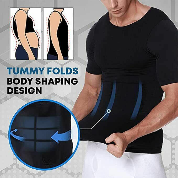 SecondSkin Men’s Shaper Cooling T-Shirt Compression Vest Slimming Shapewear US