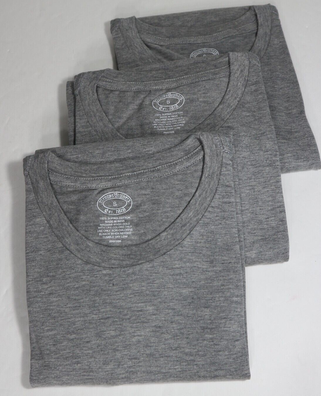 Brooks Brothers 1818 Men’s Crewneck Cotton Undershirt Black w/ logo 3pcs/Pack