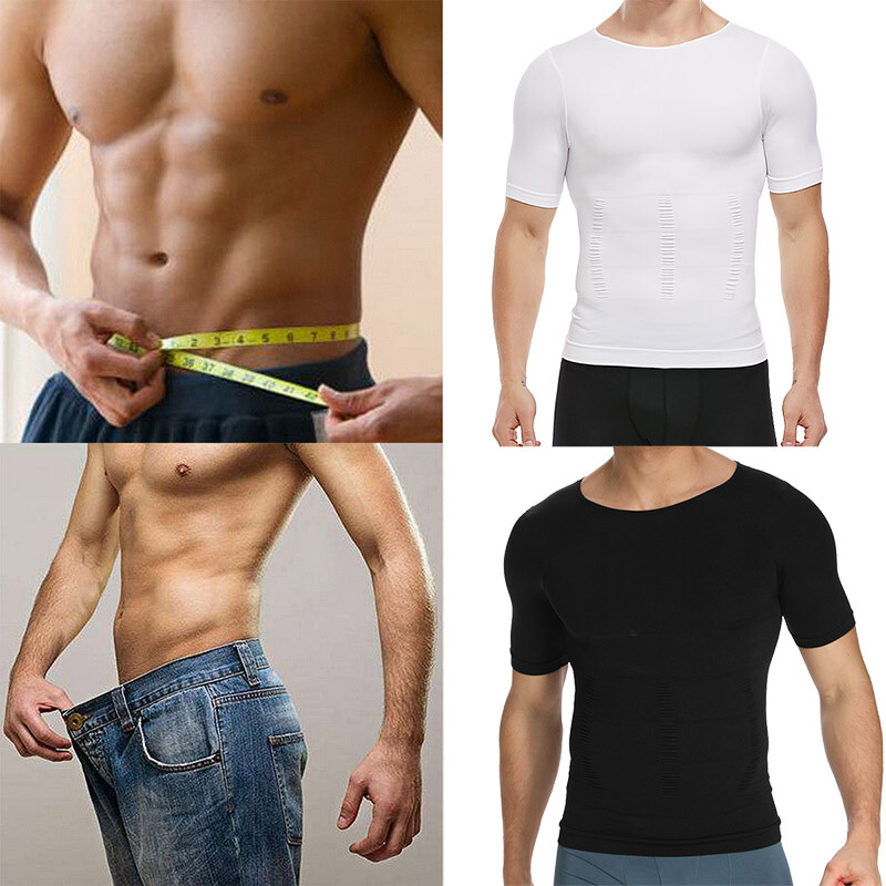 Men Body Slimming Tummy Shaper Underwear shapewear Waist Girdle T-Shirt Vest US