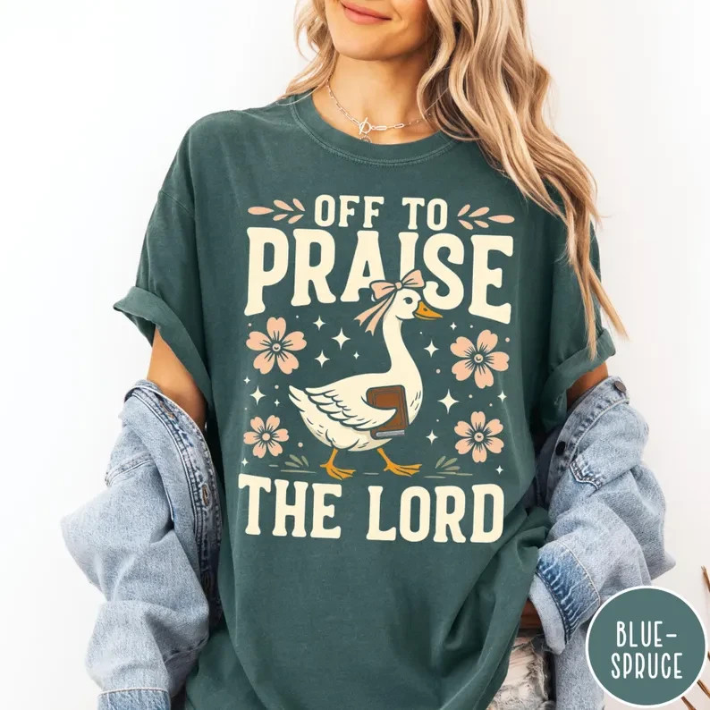 Cottagecore Christian Shirt Praise The Lord Duck Tee Faith Aesthetic Gift