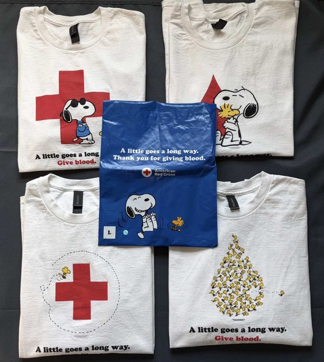 Peanuts American Red Cross Snoopy T-Shirts GOLDEN TICKET PRIZE COMPLETE SET OF 4