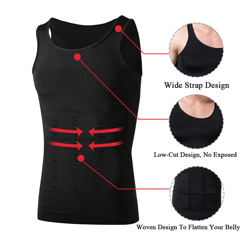Men’s Body Shaper Toning T-Shirt Ultra Durable Compression Vest Tops Undershirts