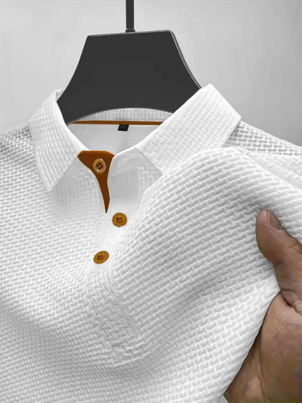 Summer ice silk lapel men’s short-sleeved T-shirt men’s clothing top