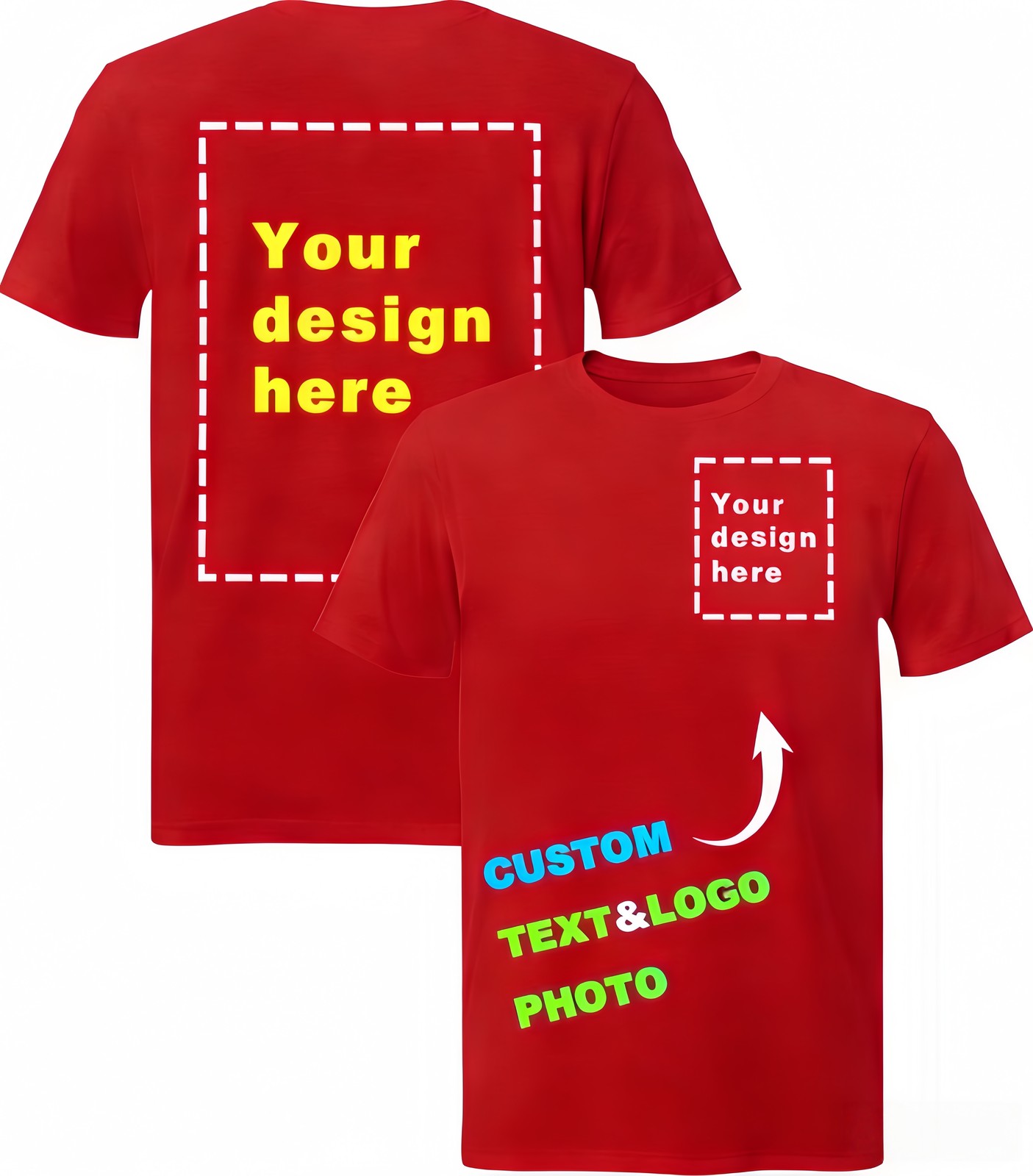 Custom T-Shirts: Print Your Photo/Logo Front & Back, Unisex Personalized Tee