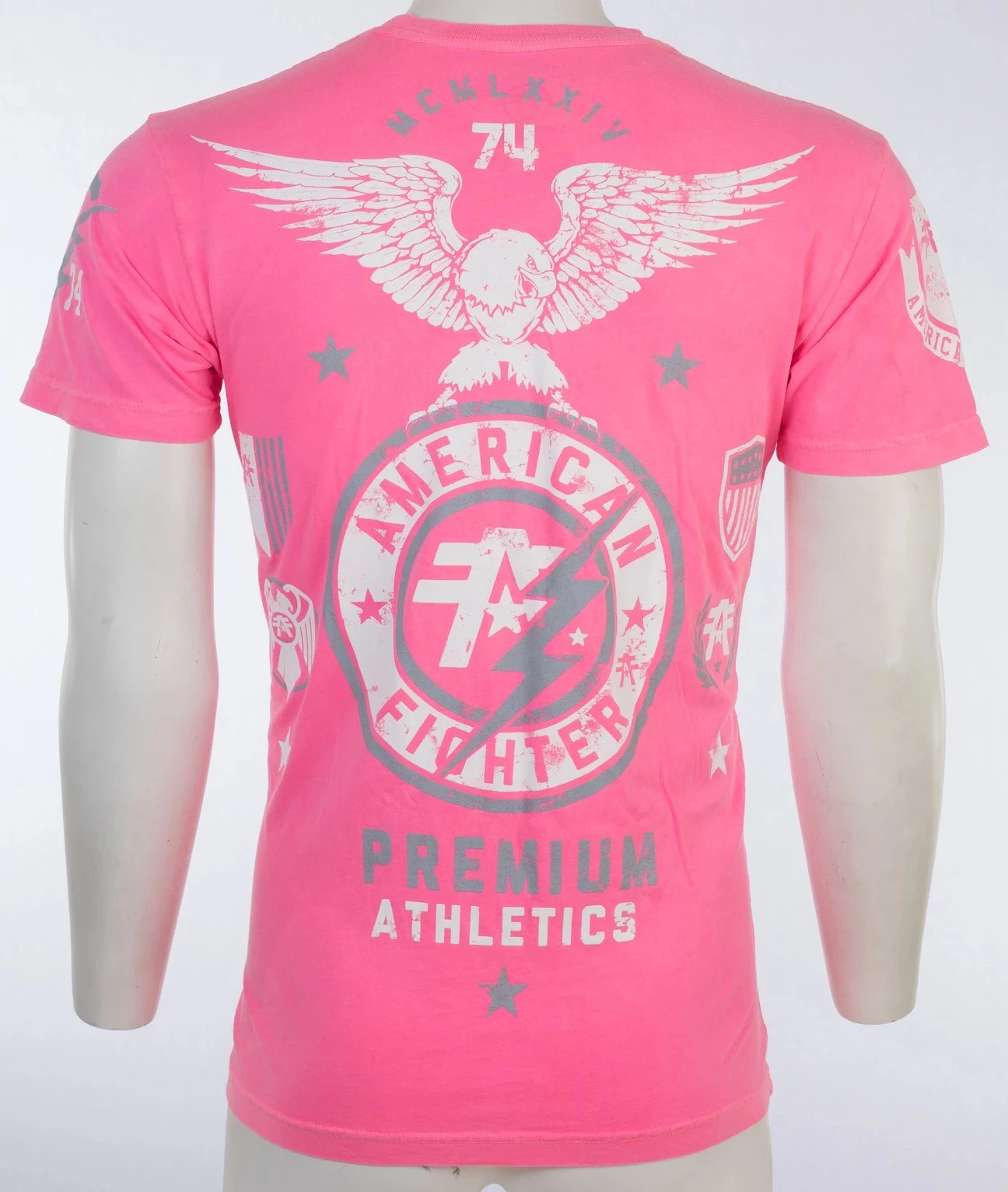 AMERICAN FIGHTER Men’s T-Shirt MADISON Athletic Biker GYM Pink MMA
