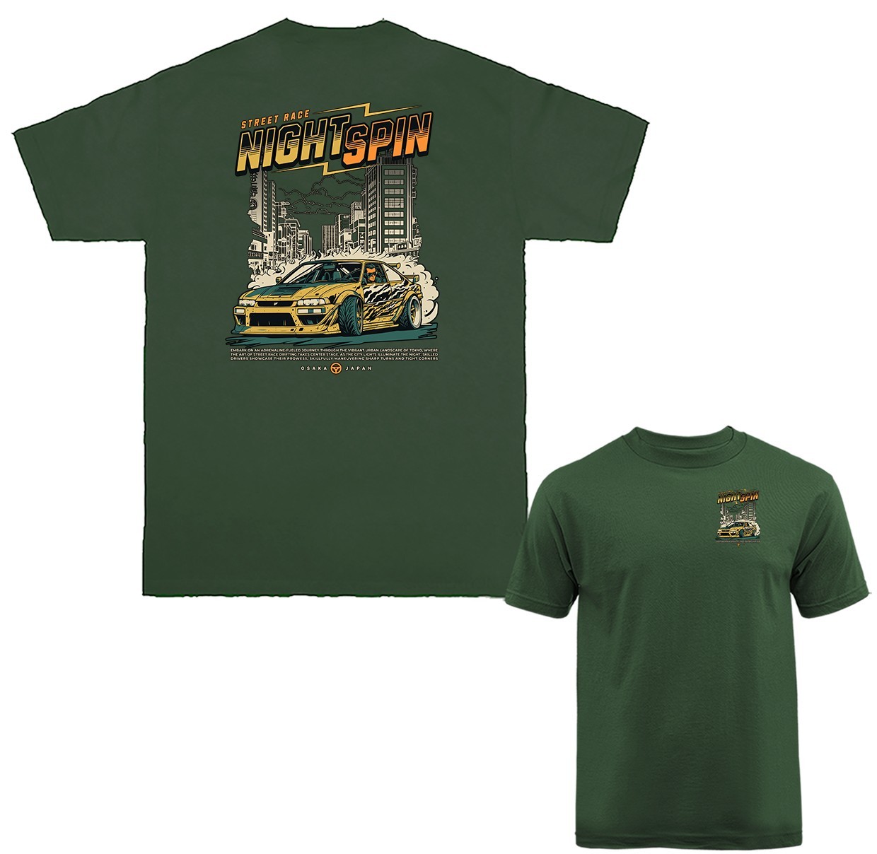 Night Spin Street Racing Imported Tuned Custom JDM Sports Car T-shirt