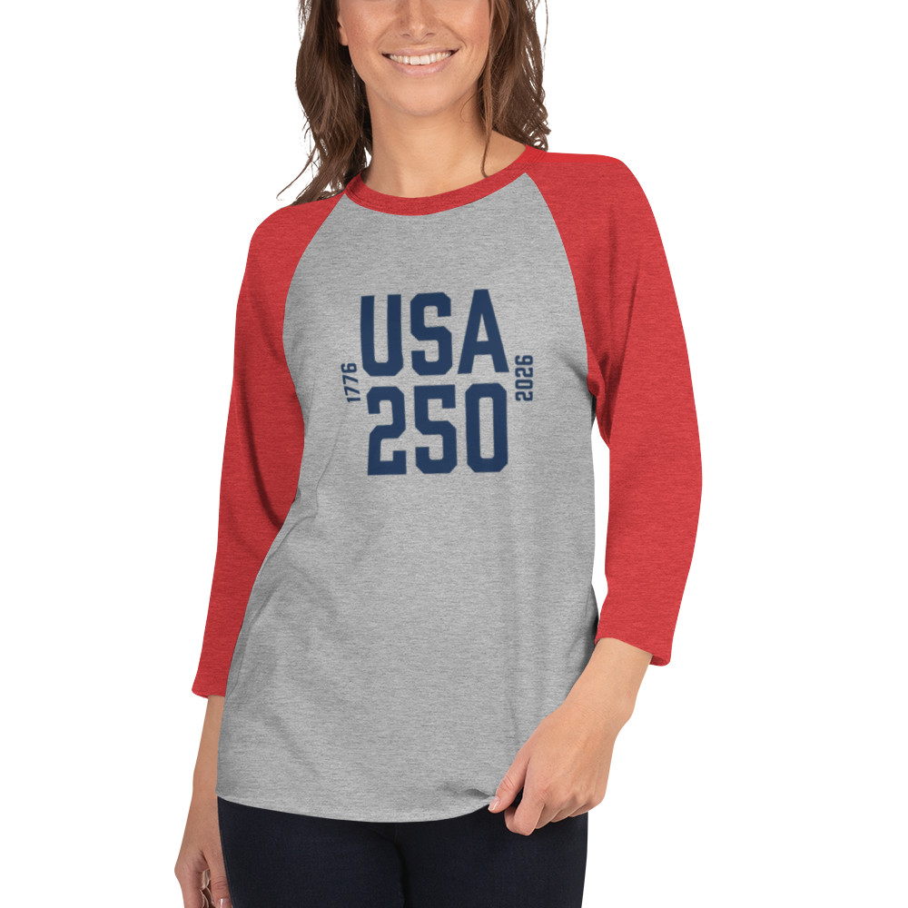 USA 250 Navy 3/4 sleeve raglan shirt