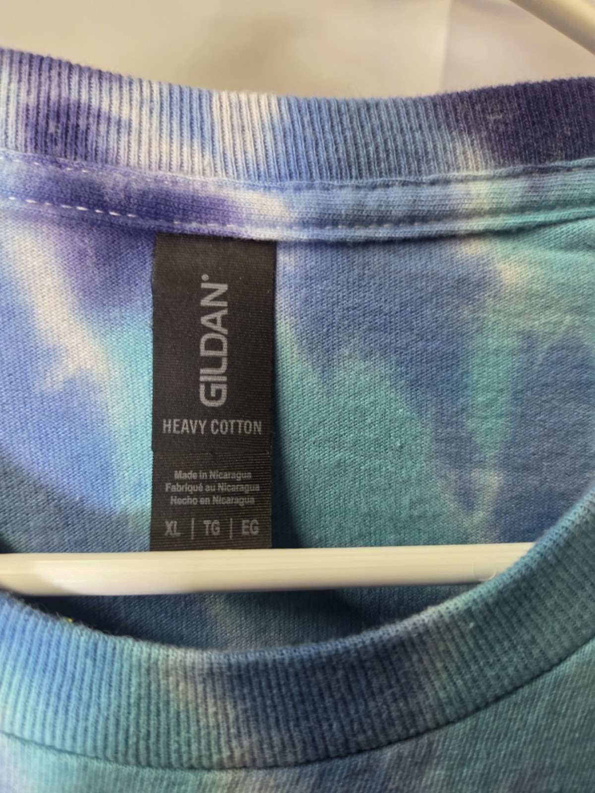 HANDCRAFTED! Gildan G540 TieDye Shades of Blues XL Crew Neck Long Sleeve T-Shirt
