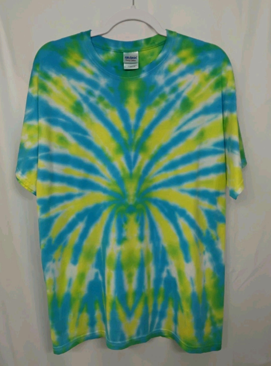 New Tie Dye Men’s T-Shirt Blue Green Adult Large Multicolor Summer Spider