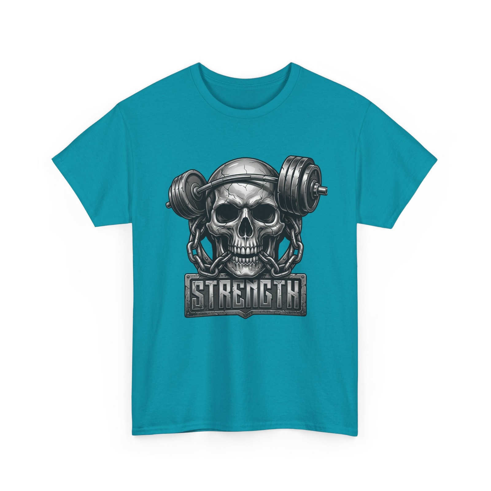 Skull Weightlifting Gym Fitness Workout Strength Men’s T-Shirt USA New Gift Tee