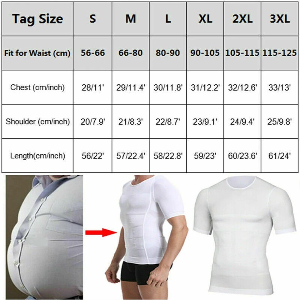 Gynecomastia Men’s Slimming Shaper Shirt Abs Abdomen Slim Compression Shapewear