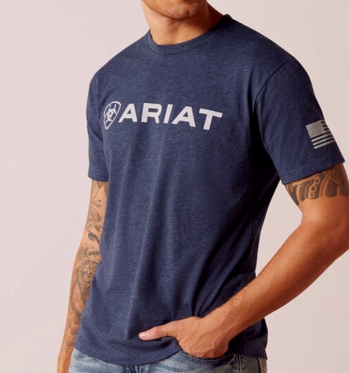 Ariat Men’s Shield Flag T-Shirt-54198 – New with Tag – NAVY HEATHER – Size 2XL