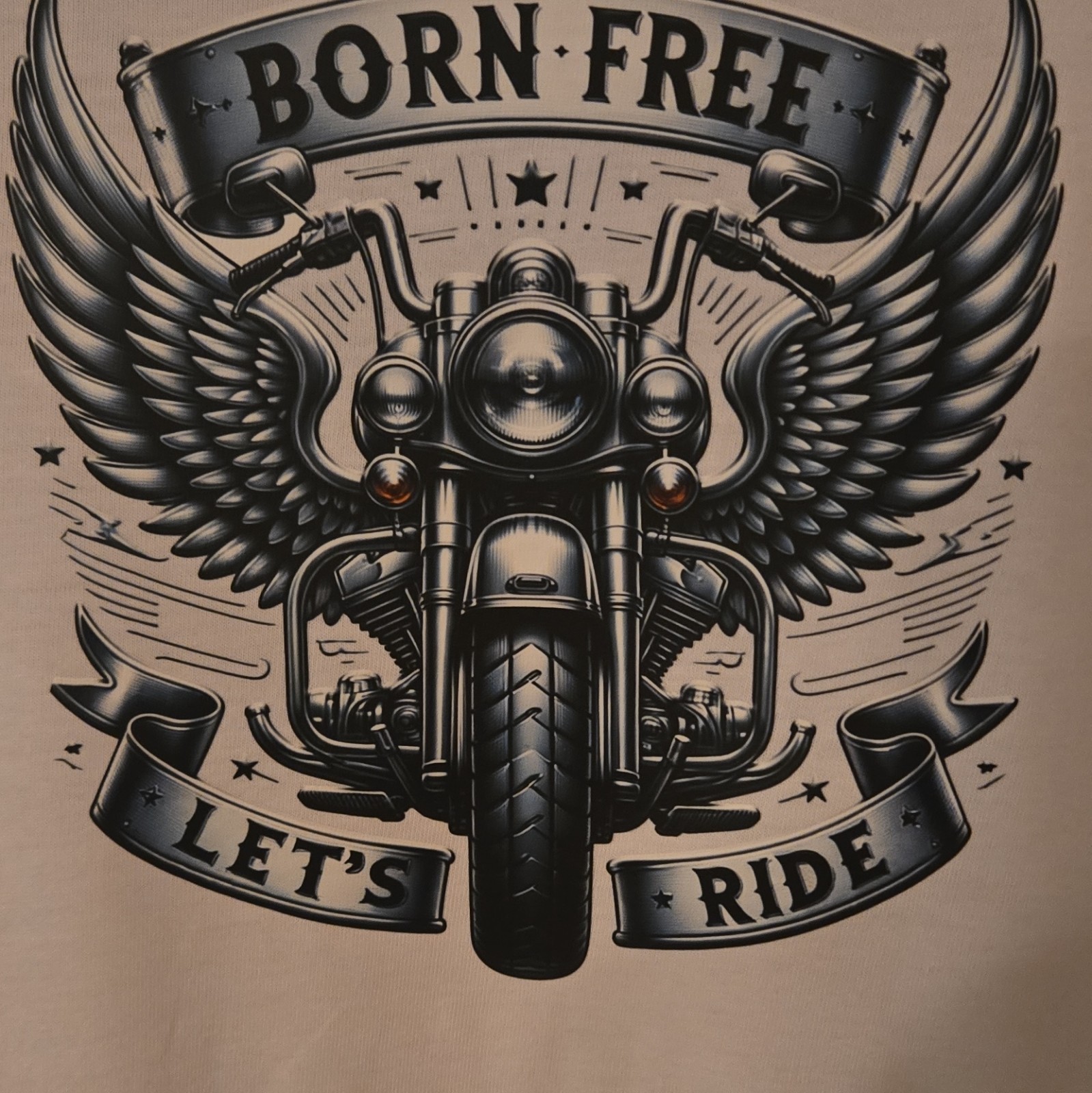 George Men’s XL White Crew Neck Short Sleeve Born Free Let’s Ride Motorcycle Tee