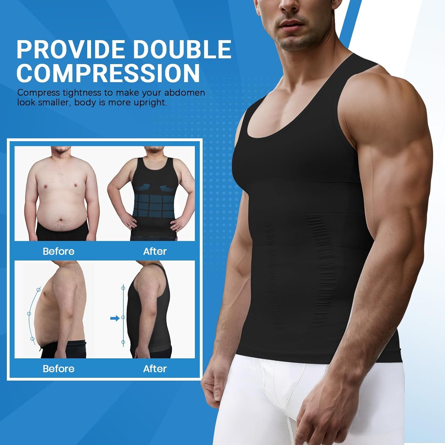 Shaperluv For Men Body Shaper Vest Compression Shirt Tank Fajas camisa de hombre