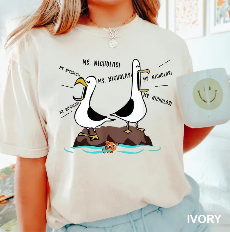Personalized Teacher Shirt Funny Ms. Name Seagull Meme Graphic Tee Gift