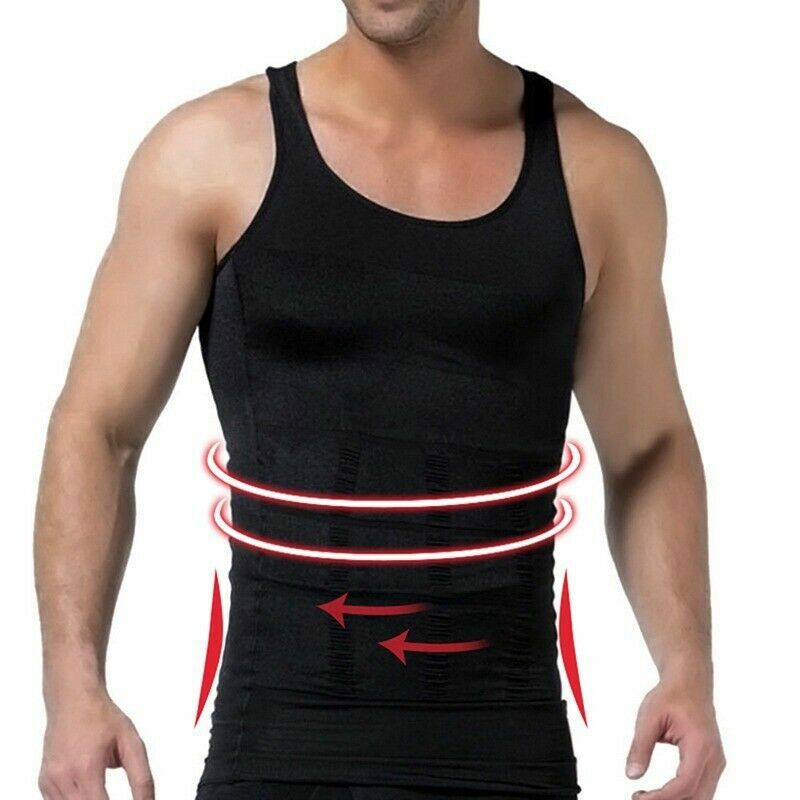 New Men’s Slimming Body Shaper Compression T-Shirt Round Neck Short Sleeve Top
