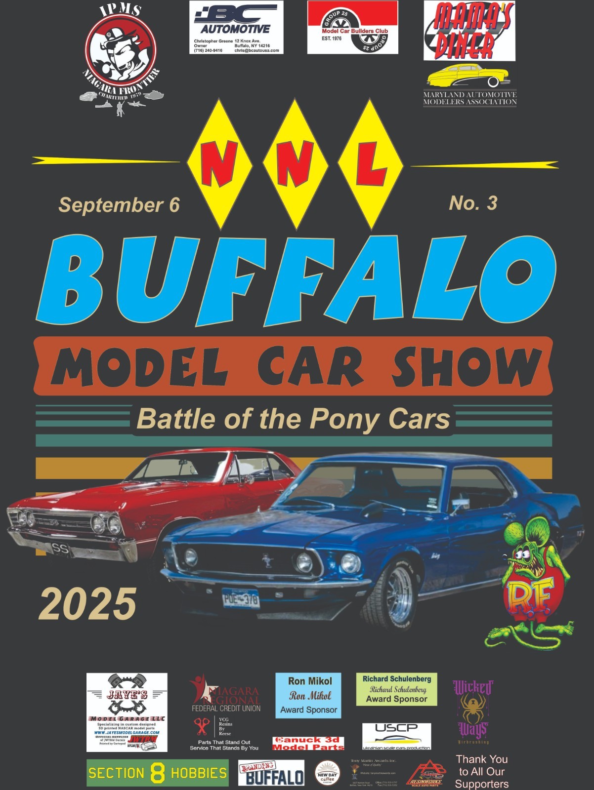 NNL Buffalo Model Car Show 2024 Commemorative Tee shirt Medium – 3X Large