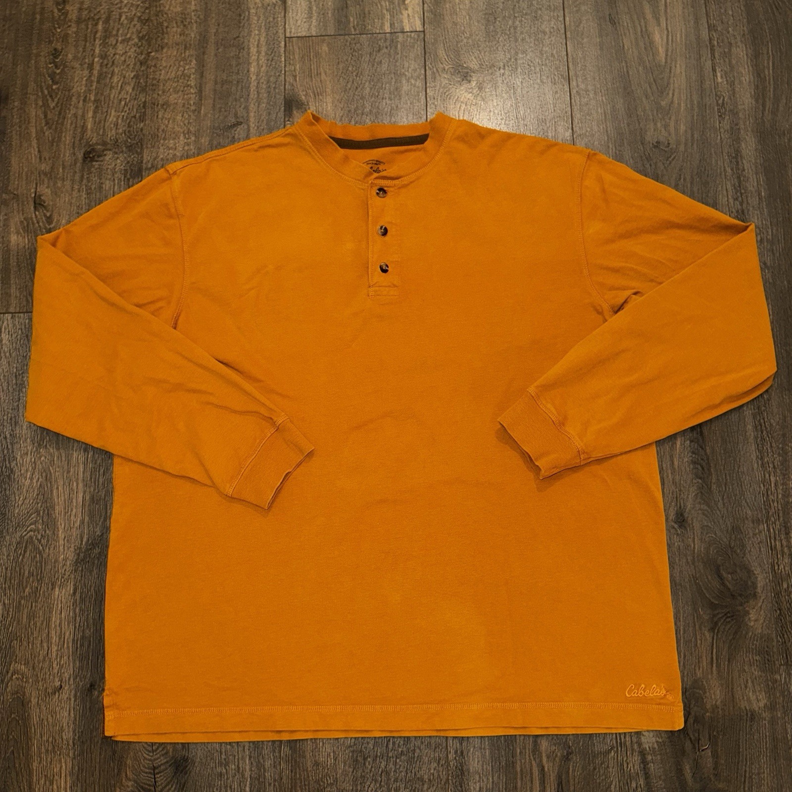 Cabela’s Shirt Henley Long Sleeve Mens XL Burnt Orange Outdoors Camping Hunting