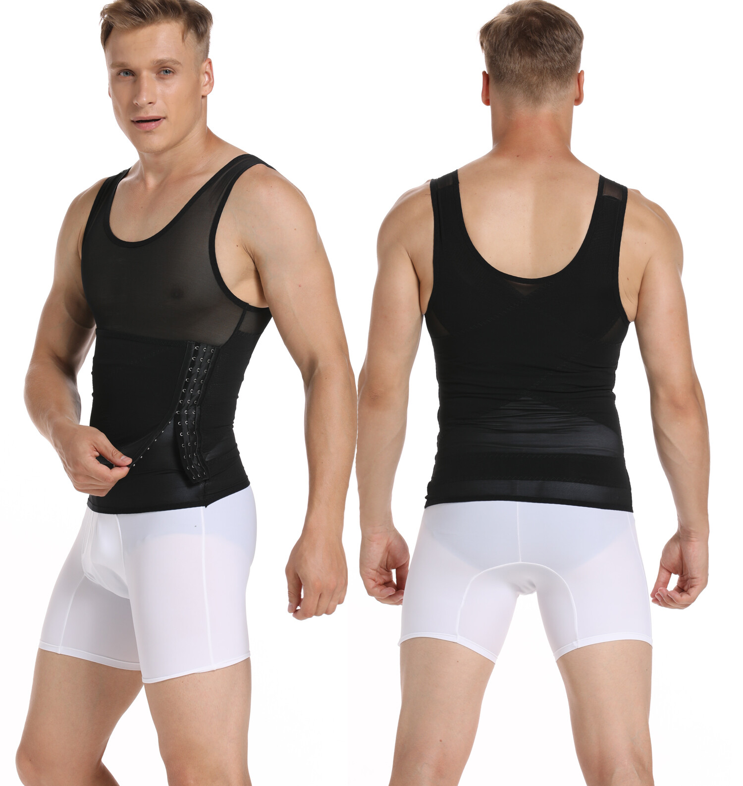 Men’s Slimming Body Shaper Vest T-Shirt Compression Tank Tummy Control Shapewear