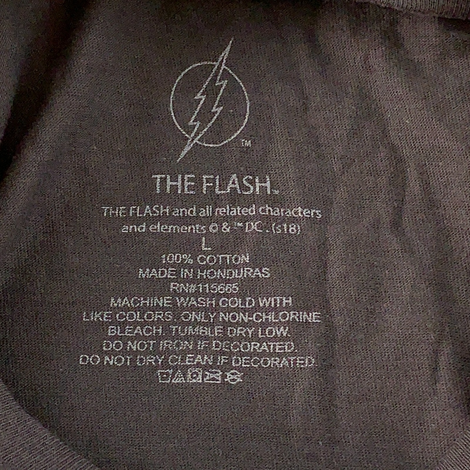 DC Comics The Flash Men’s Size Large Charcoal Gray Graphic Short Sleeve T-Shirt
