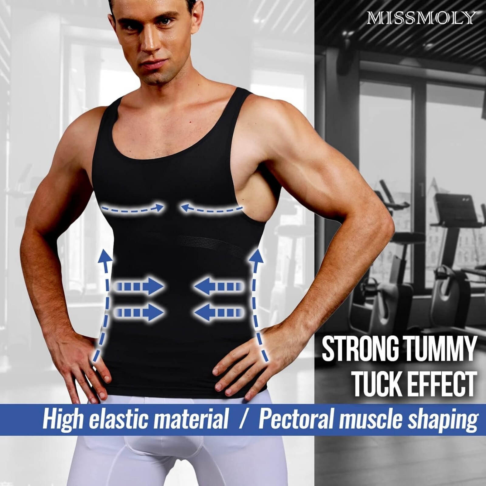 Male Gynecomastia Compress Tank Top Mens Slimming Body Shaper Vest Abs Shirt US