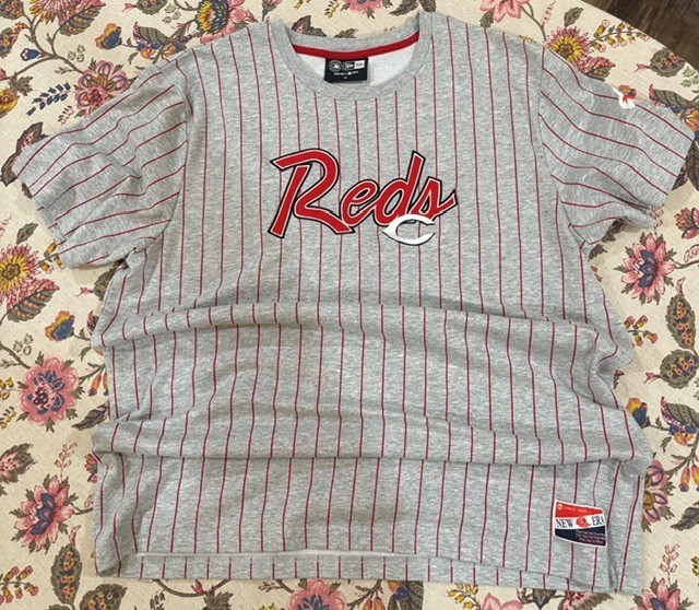 New Era Cincinnati Reds Grey THROWBACK Design Short Sleeve Tshirt Mens XL