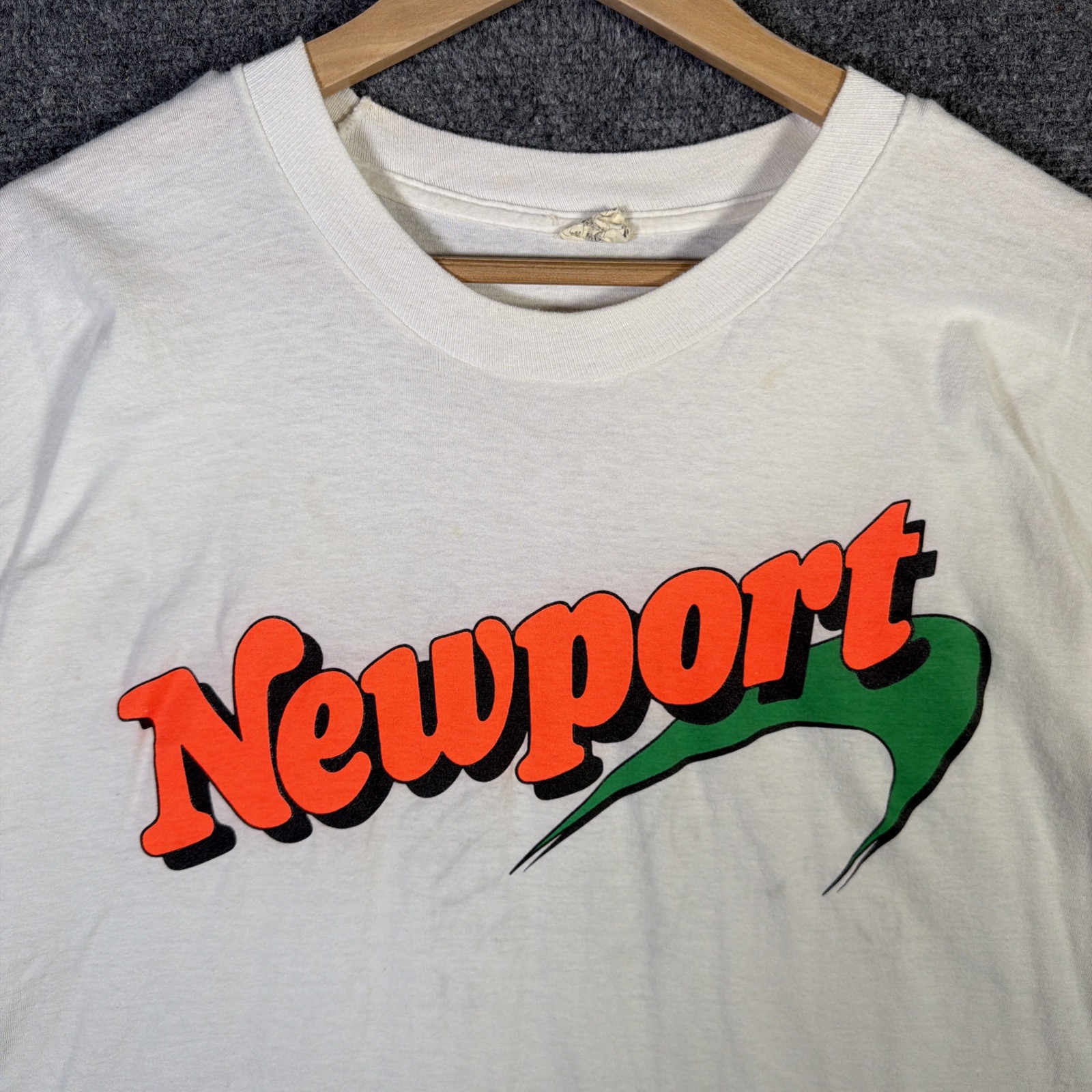 Vintage Newport Shirt Mens XL White 90s Cig Promo Marlboro Retro Neon Parody
