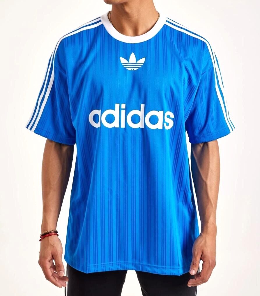 NEW MEN’S ADIDAS ORIGINALS TREFOIL POLY TEE SHIRT ~SIZE MEDIUM #IM9456 BLUEBIRD