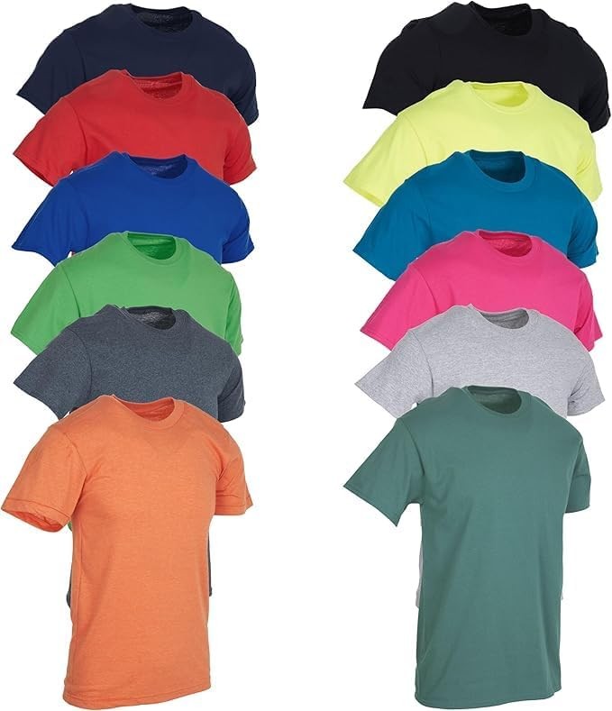 SOCKS’NBULK 12 Pack of Mens Short Sleeve Crew Neck Cotton Bulk Tees for Men