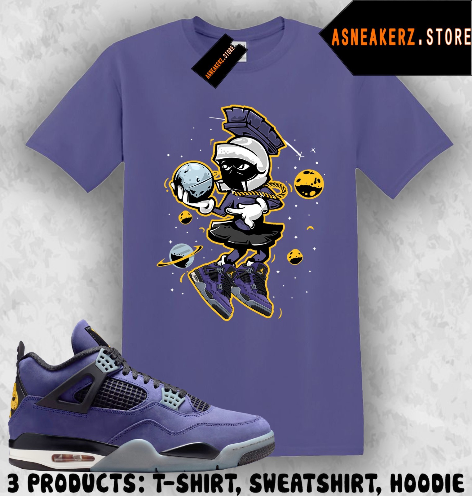 Tee Shirt Matching AJ 4 Lakers Lakeshow 2026 Match Sneaker Sneakerhead Martian