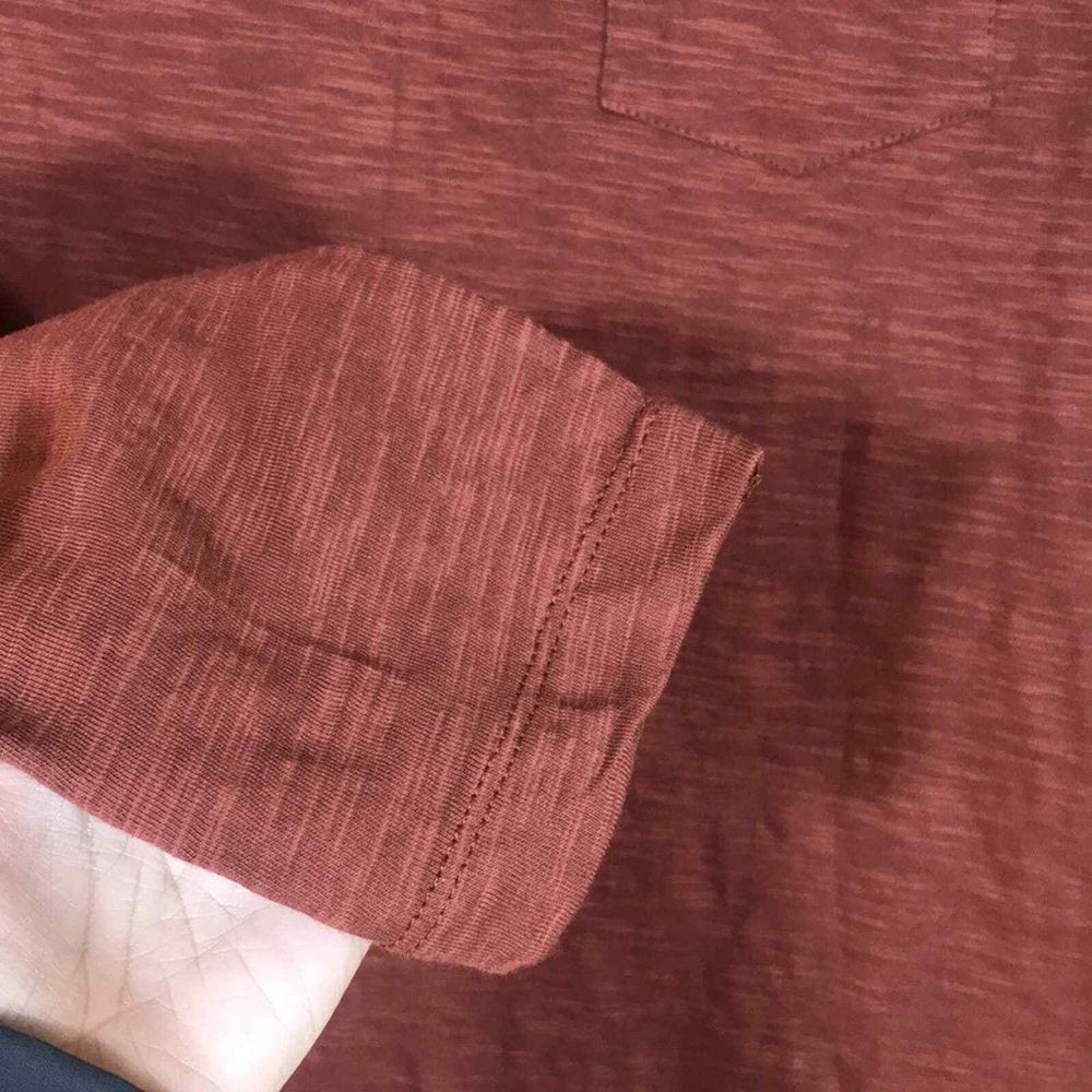Paper Denim & Cloth Shirt Mens Small Amber Orange The Core Long Sleeve Tee