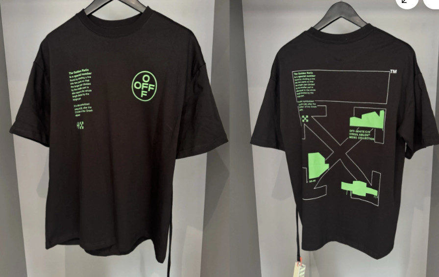 Off-White Black Green Men’s T-Shirt Streetwear Logo Graphic Tee Reprint S-5XL