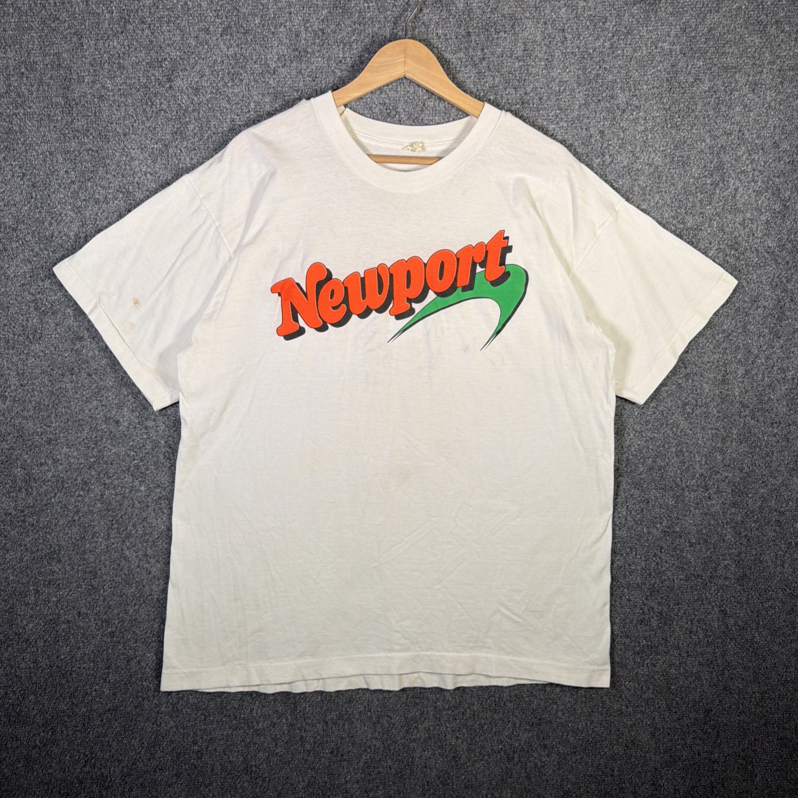 Vintage Newport Shirt Mens XL White 90s Cig Promo Marlboro Retro Neon Parody