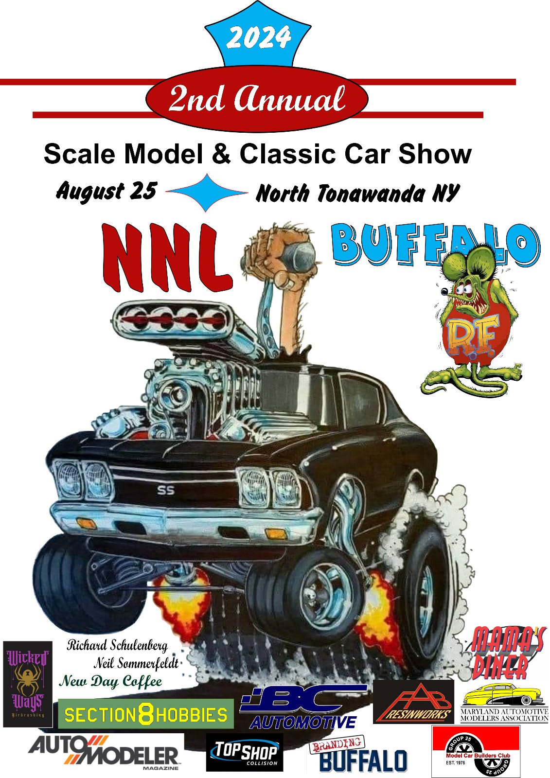 NNL Buffalo Model Car Show 2024 Commemorative Tee shirt Medium – 3X Large