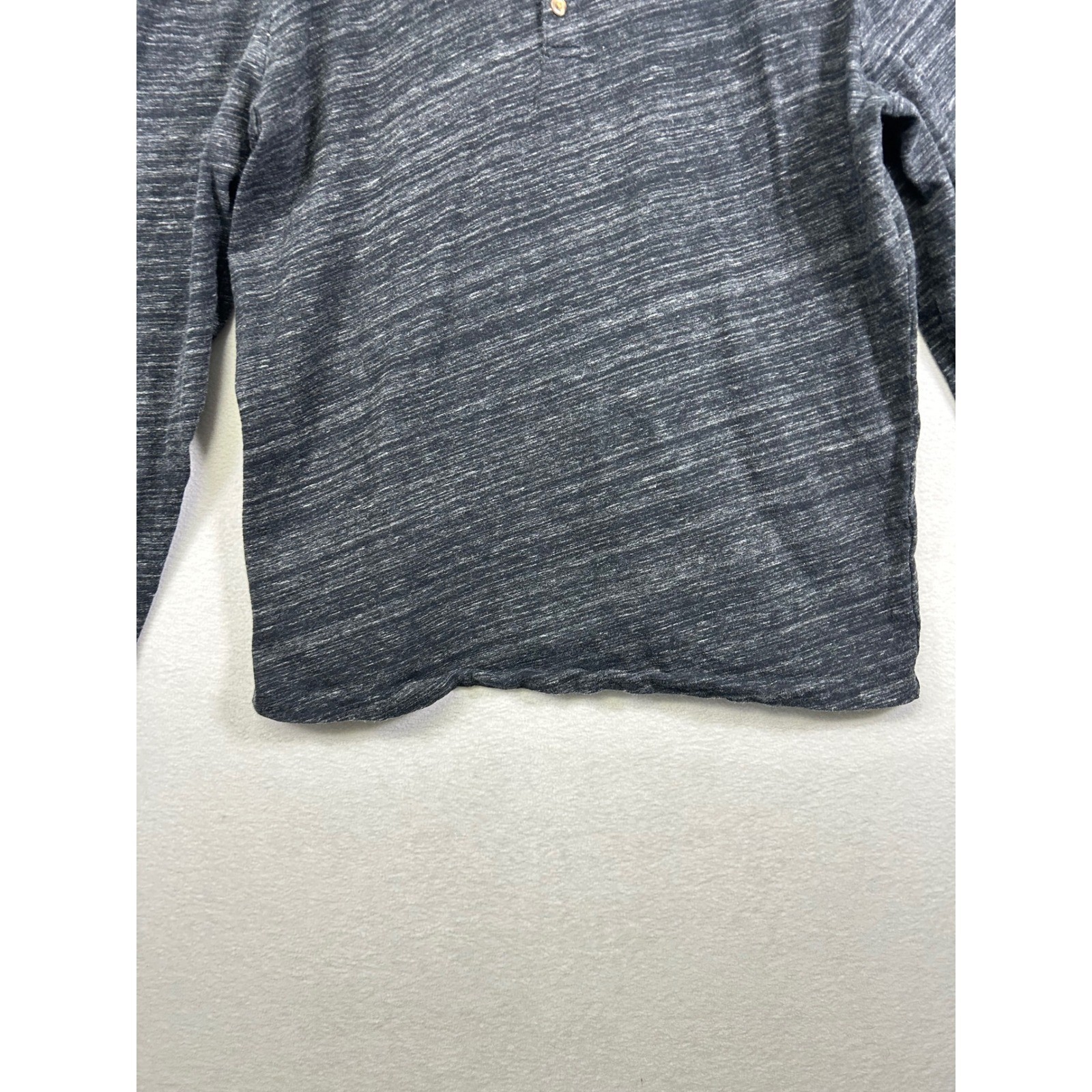 Banana Republic Henley Men Large Charcoal Gray Long Sleeve Cotton Vintage Shirt