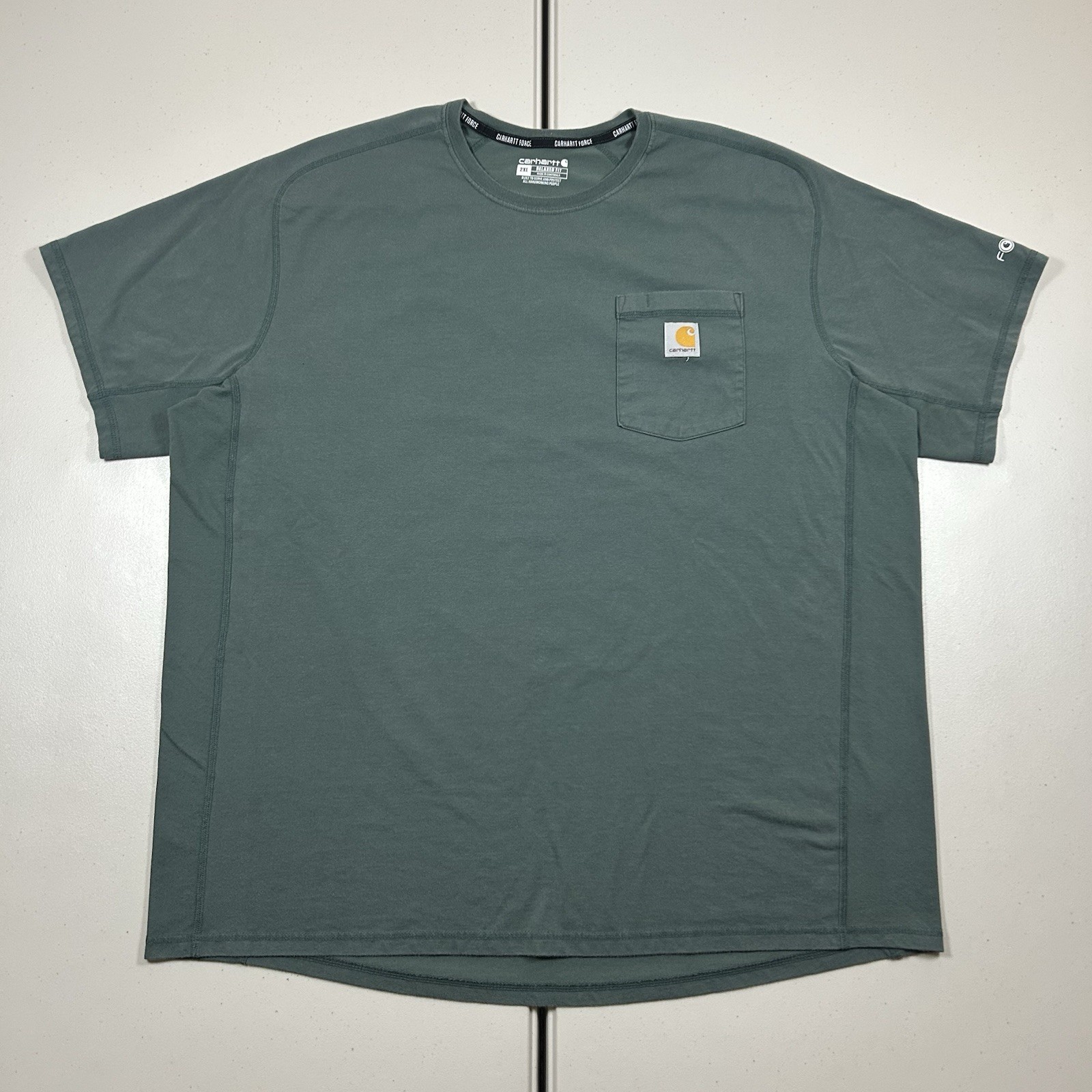 Carhartt Force Green Pocket T Shirt Size 2XL Relaxed Fit Work Wear Short Sleeve