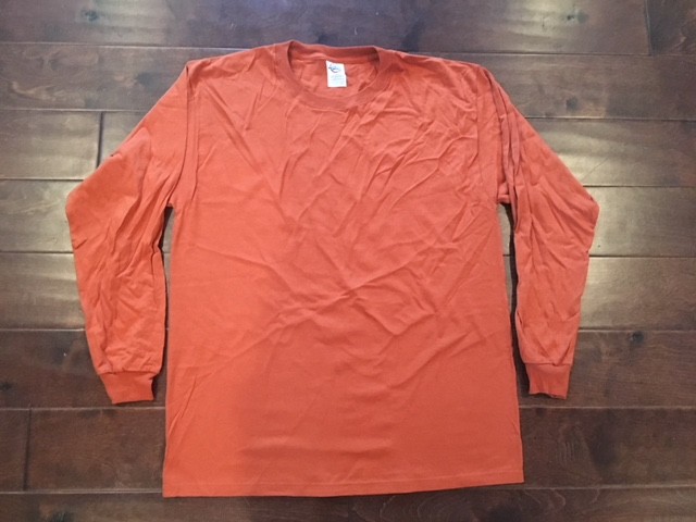 Delta Magnum Weight 100% Cotton Long Sleeve T-Shirt Burnt Orange L Large NEW