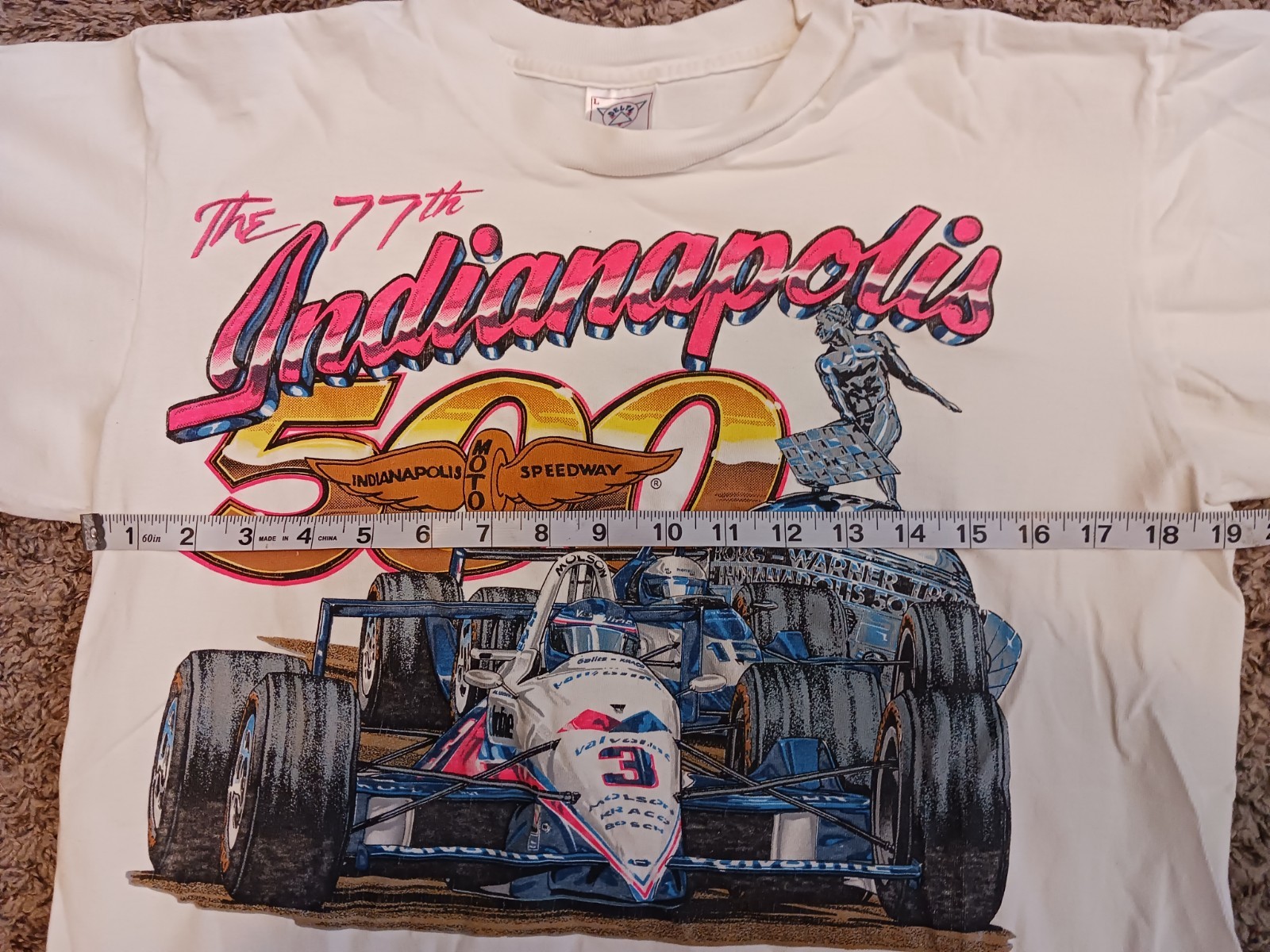 VINTAGE 1993 77th Indianapolis 500 T-Shirt Al Unser Jr Size L Delta USA Made
